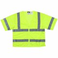Mcr Safety Garments, Cl 3, LF, Zipp Lime Mesh, 2'' Silver Tape, X5 CL3MLZLFX5